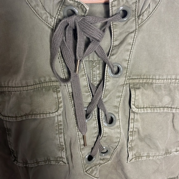 Free people lace up Khaki jacket - Picture 4 of 7
